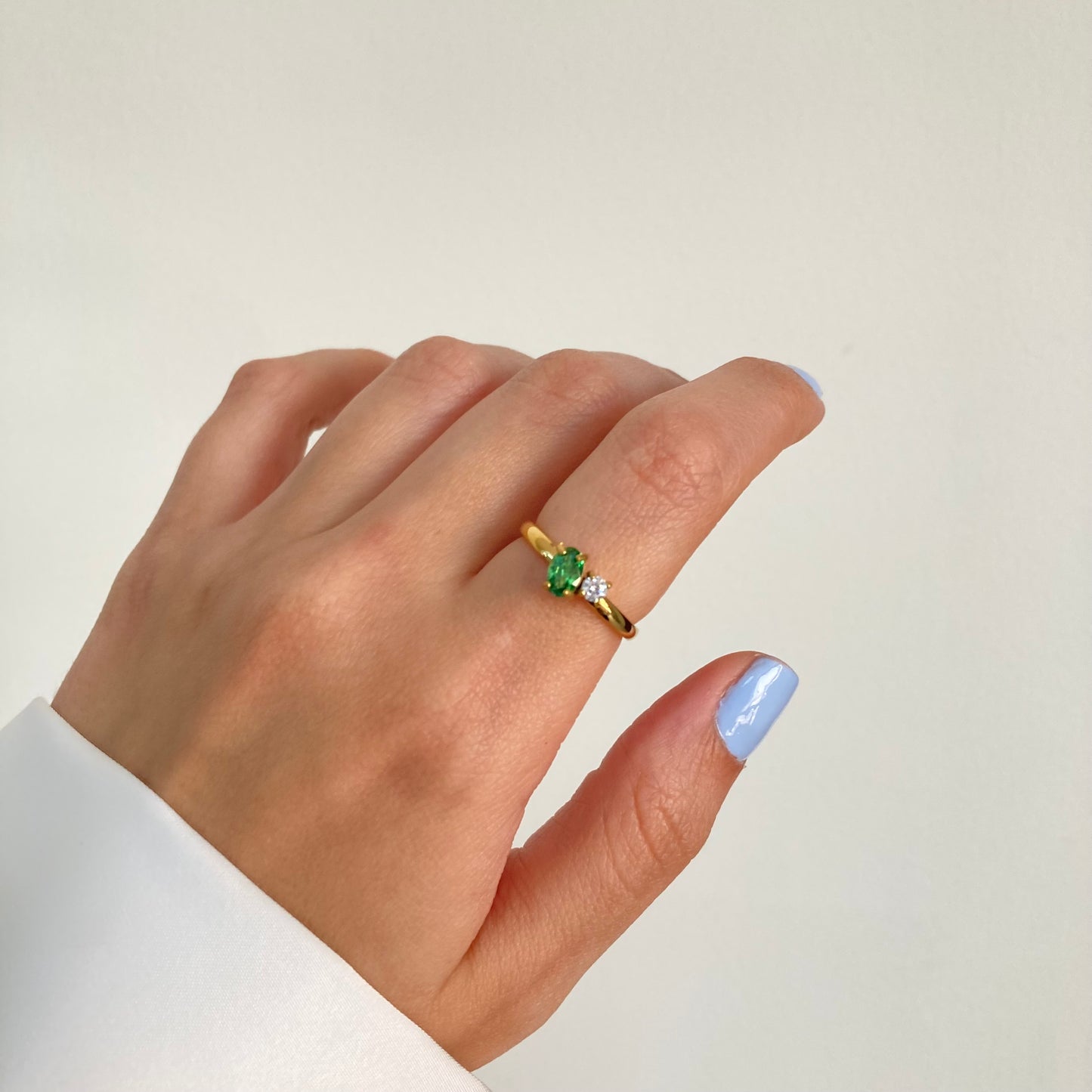 Double Stone Green Ring