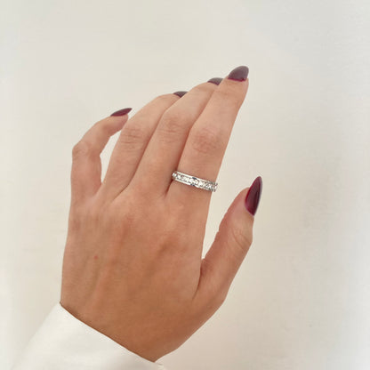 White Zircon Eternity Ring Silver