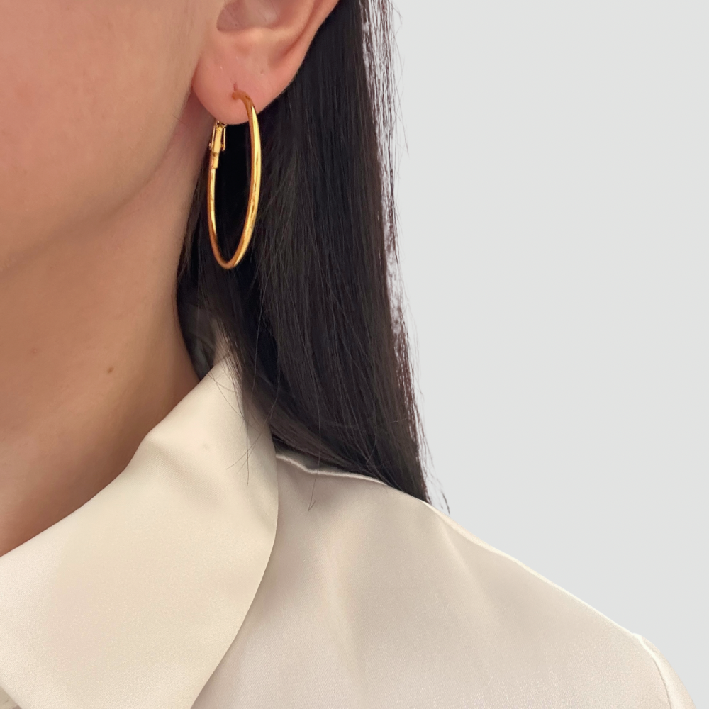 Slim hoop Earring -Gold-