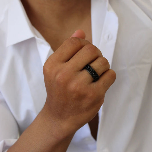 Chain Band Ring Black- Men
