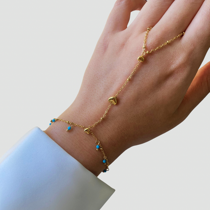 Double Heart Turquoise Handchain