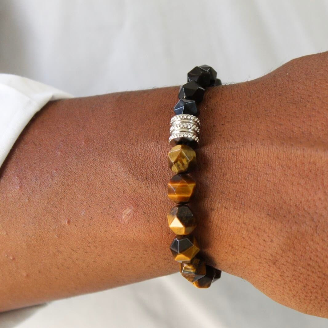 Brown And Black Beads Bracelet- Men