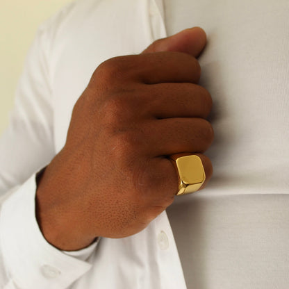 Square Signet Ring Gold- Men