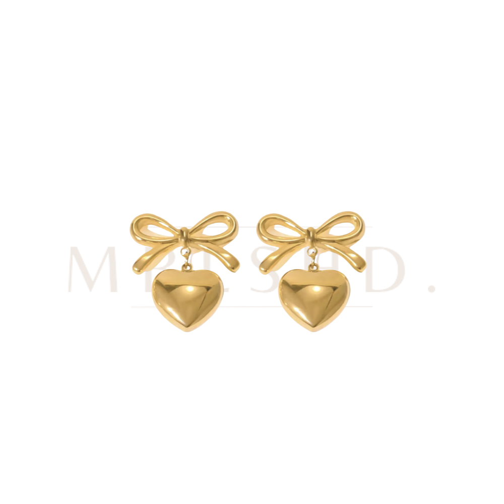 Dainty Bow Heart Earrings