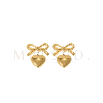 Dainty Bow Heart Earrings