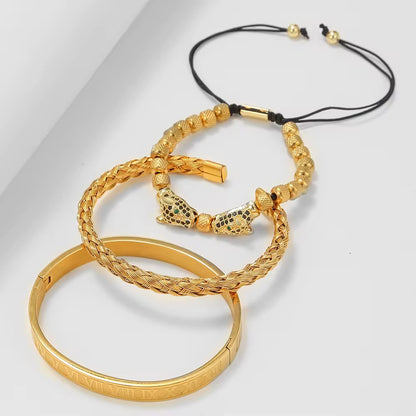 Leopard Set Gold Bracelets- Men