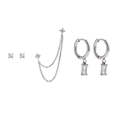 Silver Spark Earrings Set