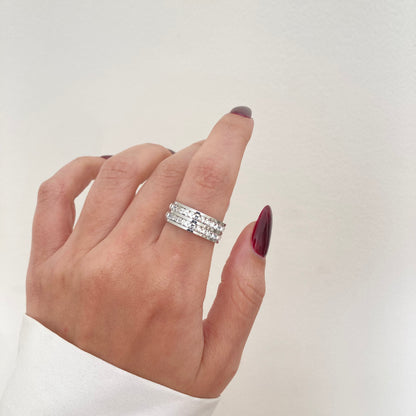 Double Zircon Eternity Ring Silver