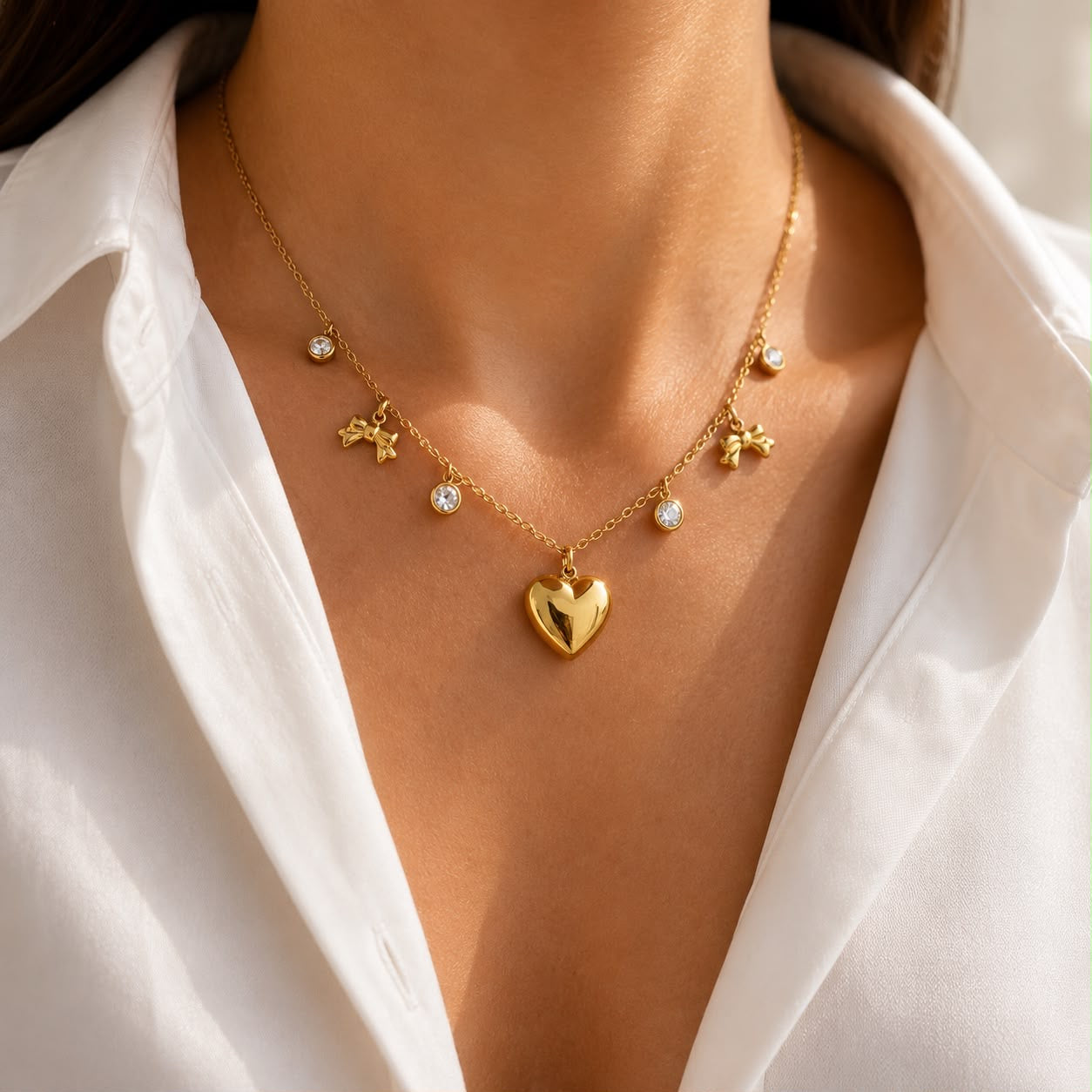Bow & Heart Necklace