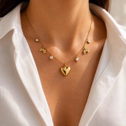 Bow & Heart Necklace