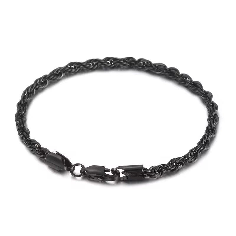 Thick Twist Black Bracelet - Men