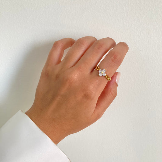 Zircon Clover Ring