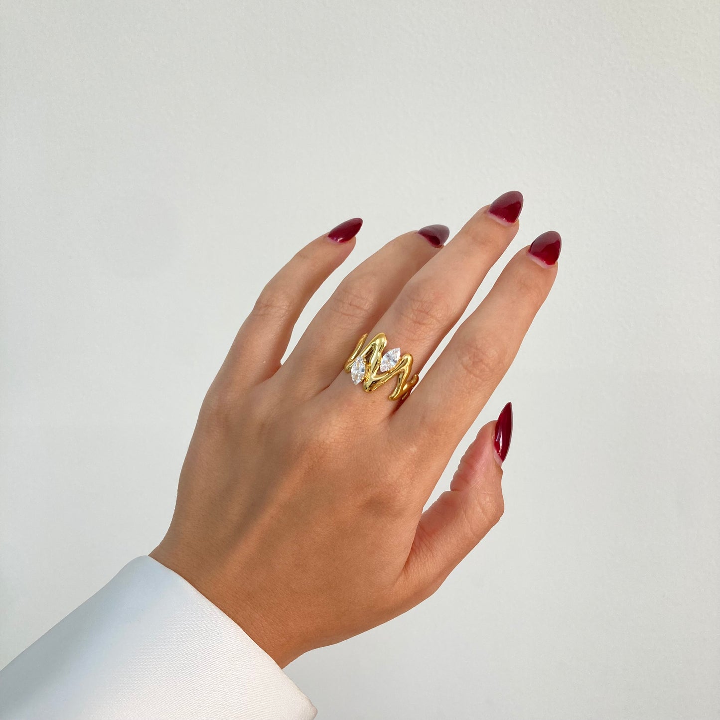 Edge double Zircon Ring