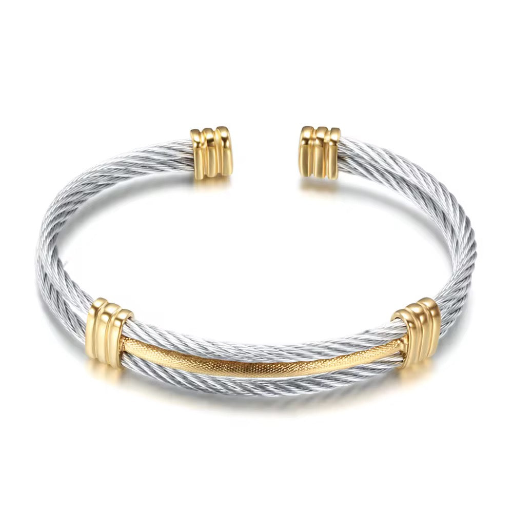 Gold On Silver Bangle - Men