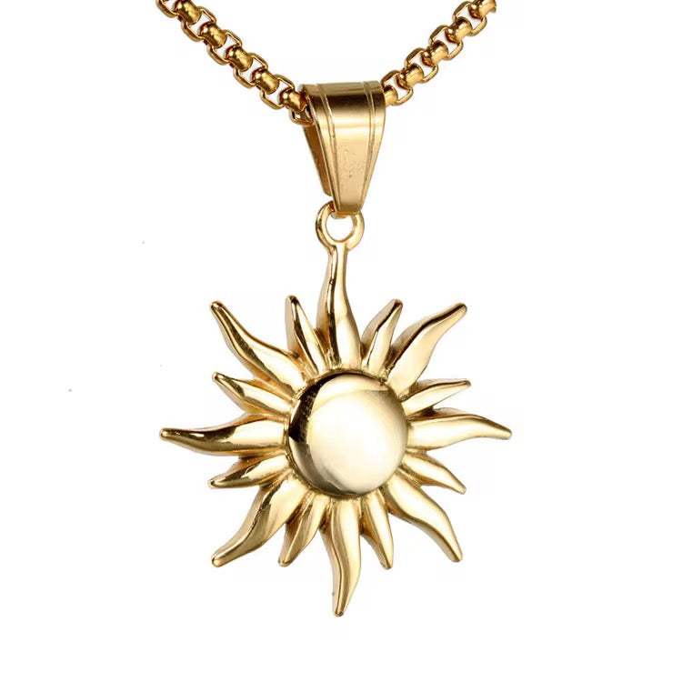 Sun Gold Pendant Necklace - Men