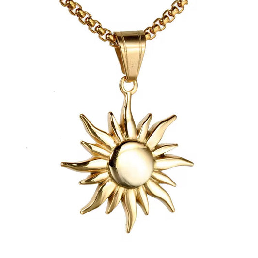 Sun Gold Pendant Necklace - Men