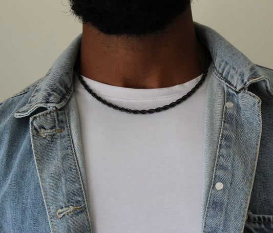 Twist Black Necklace - Men