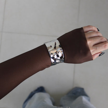 Hammered Statement Bangle Silver