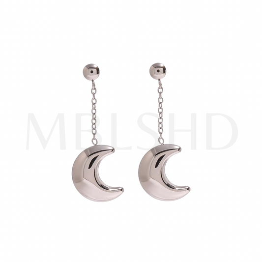 Silver Luna Drop Earrings