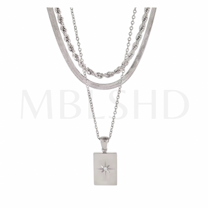 Triple Necklace Set Silver