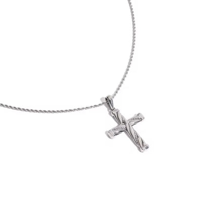 Silver Detailed Cross Necklace - Men