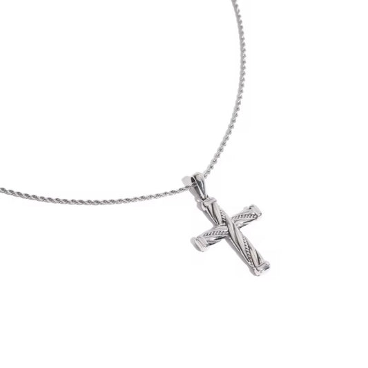 Silver Detailed Cross Necklace - Men