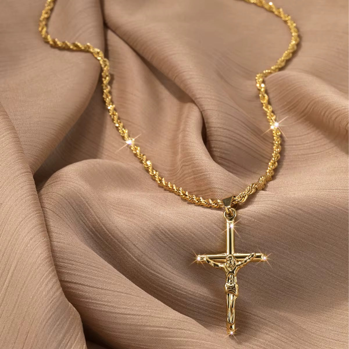 Cross Gold Necklace - Men