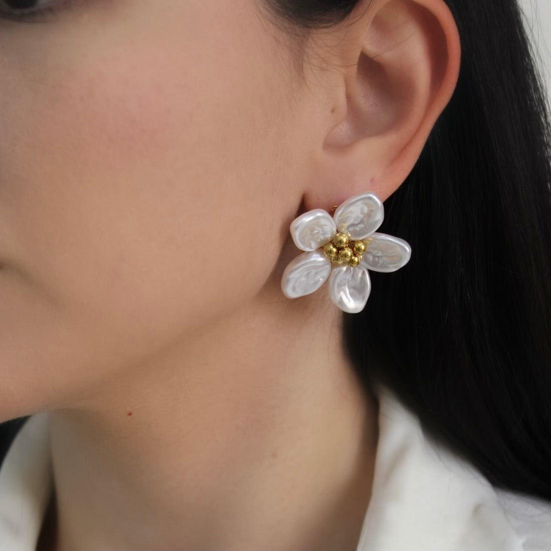 Pearl Blossom Stud Earrings