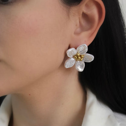 Pearl Blossom Stud Earrings
