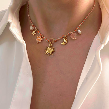 Colorful Drawstring Charms Necklace