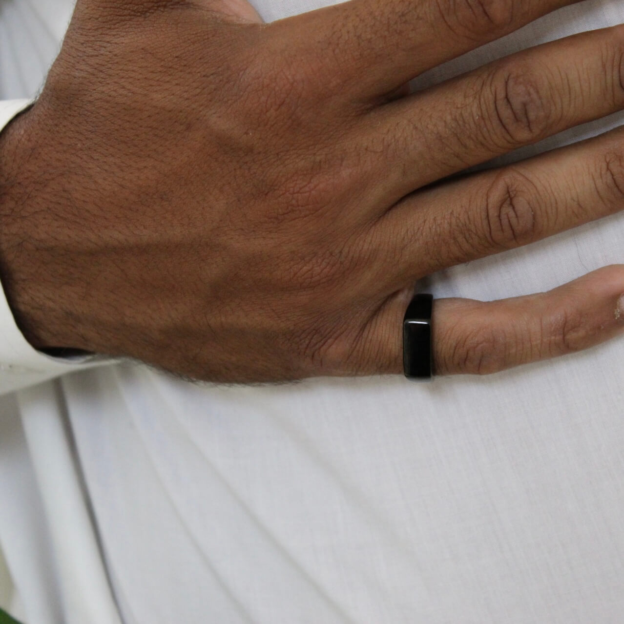 Rectangle Signet Ring Black - Men