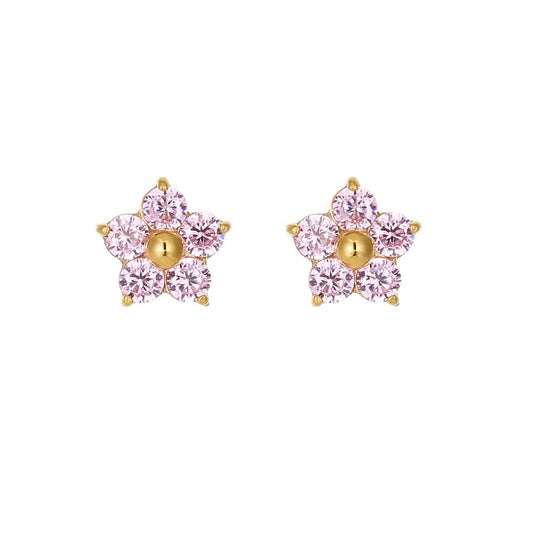 Pink Flower Stud Earrings