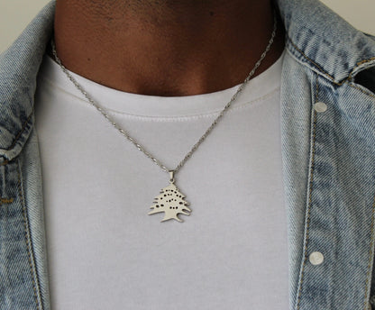 Lebanese Cedar Silver Necklace - Men