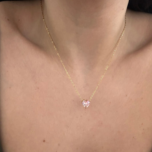 Pink Heart Charm Necklace