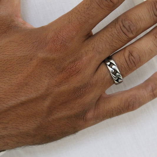 Pressed Chain Ring Silver - Men