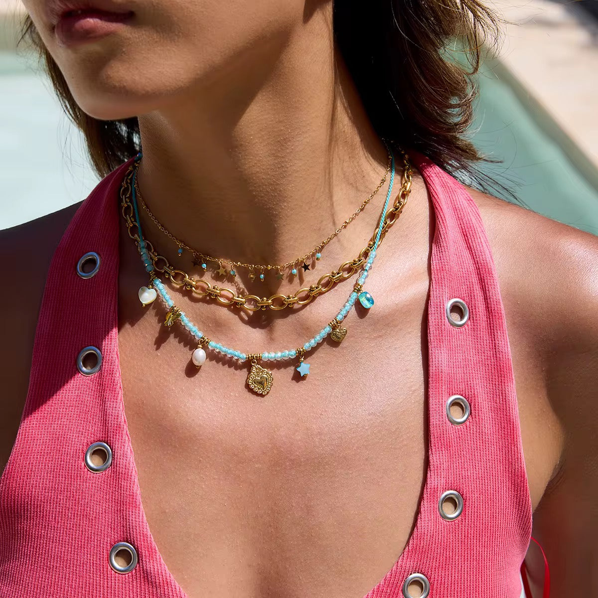 Aqua Charms Necklace