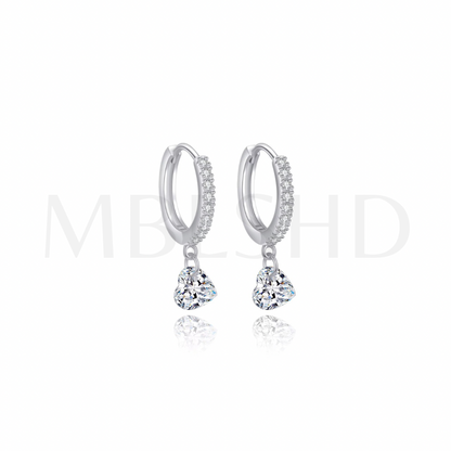 Heart Drop Hoop Earrings
