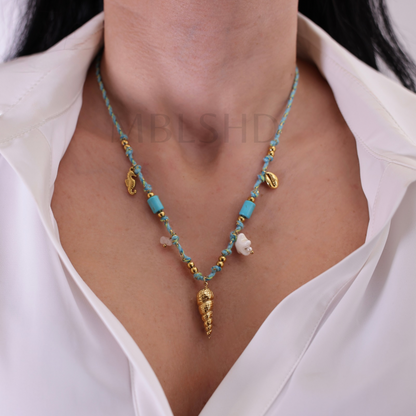 Blue Ocean Charms Rope Necklace