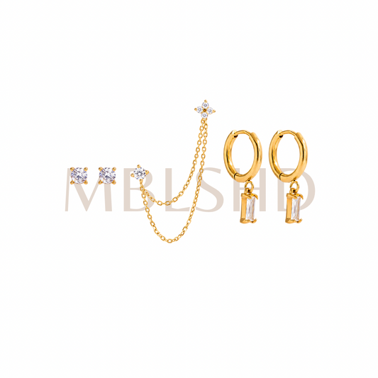 Golden Spark Earrings Set