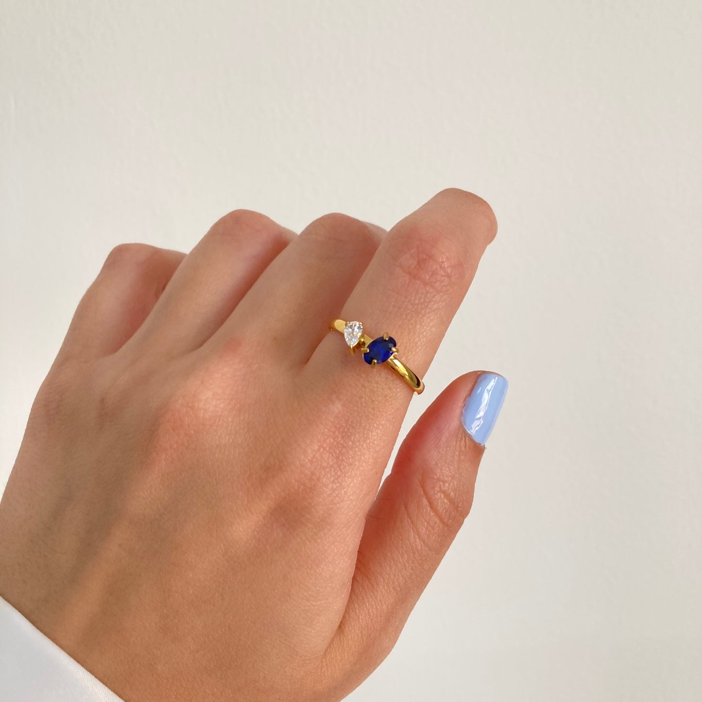 Double Stone Blue Ring