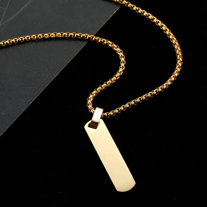 Long Rectangle Gold Necklace - Men