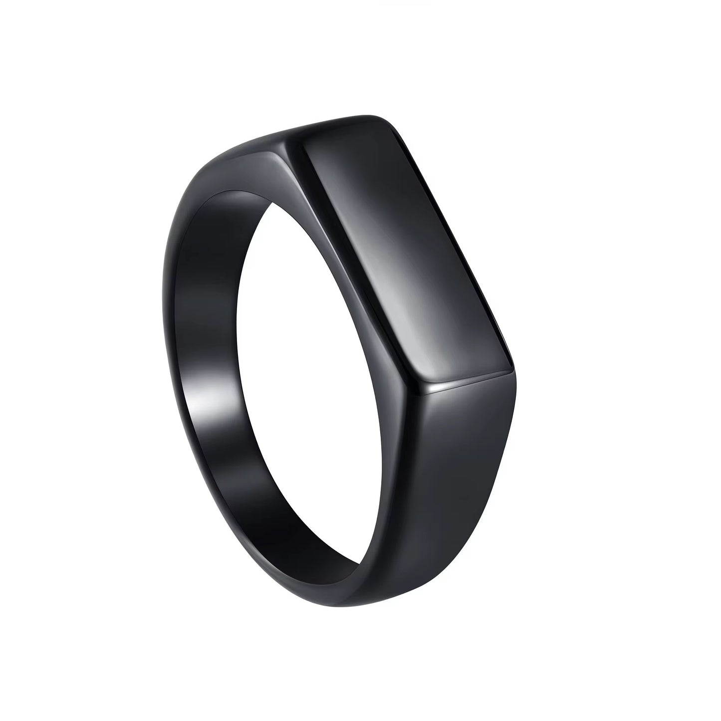 Rectangle Signet Ring Black - Men