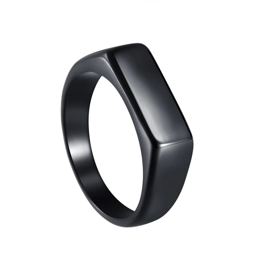 Rectangle Signet Ring Black - Men