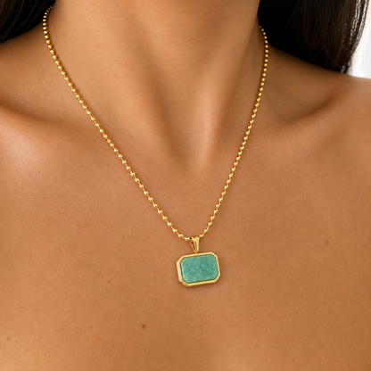 Blue Stone Rectangle Necklace