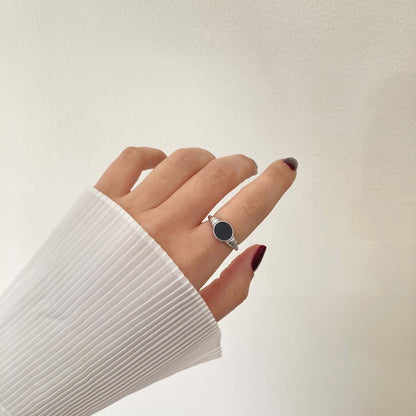 Black Stone Ring -Silver-