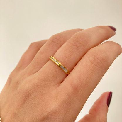 Geometric Zircon Ring