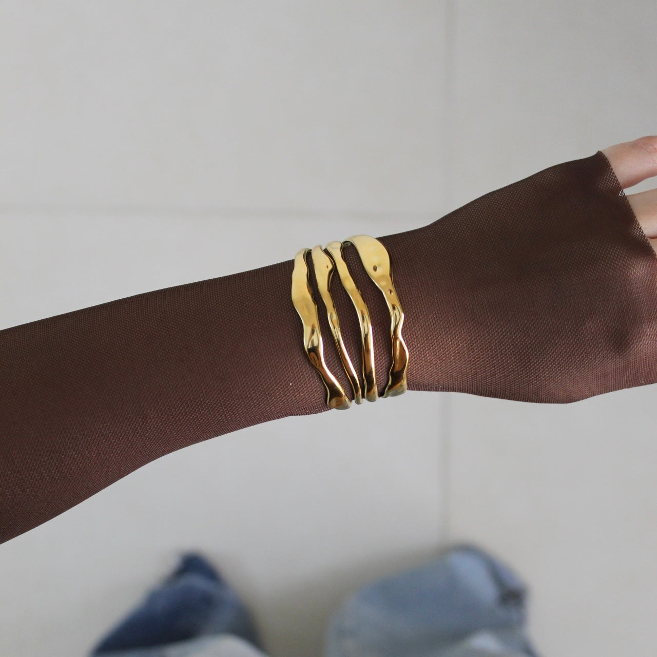 Hammered Waves Cuff Bangle