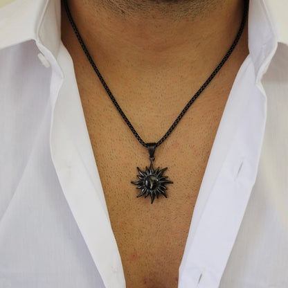 Sun Black Pendant Necklace - Men