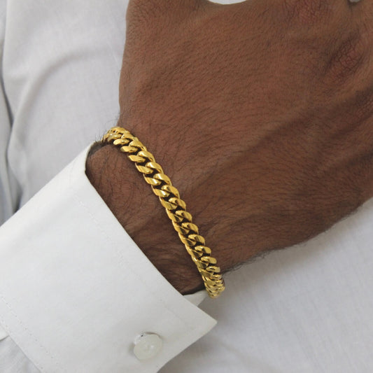 8mm Gold Pressed bracelet - Men
