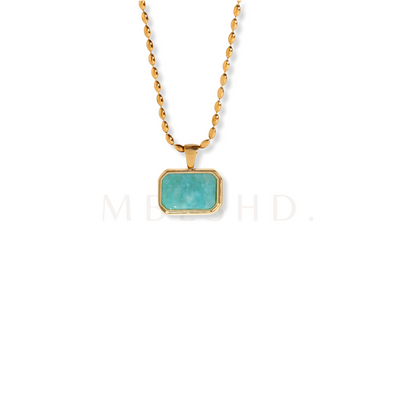 Blue Stone Rectangle Necklace